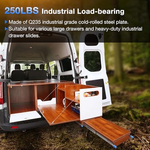 Heavy Duty Locking Drawer Slides Load 250 lbs Full Extension Runners with Loc...