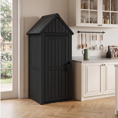 Fancyango Outdoor Resin Storage Cabinet Sturdy All-Weather Shed with Removabl...