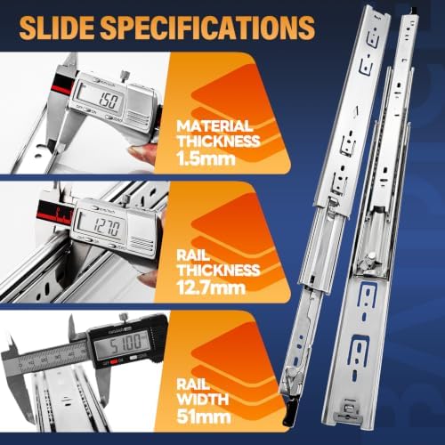 1 Pair Heavy Duty Locking Drawer Slides with Lock 12 14 16 18 20 22 24 26 28 ...