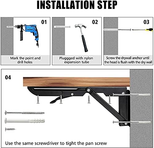 Folding Shelf Brackets - 18 inch 4 Pcs Heavy Duty Collapsible Shelf Bracket, ...