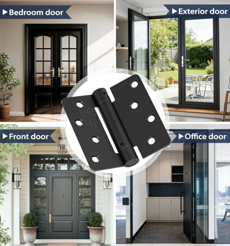 4 Inch Self Closing Door Hinges,3-Pack Spring Hinges,1/4" Radius Corners