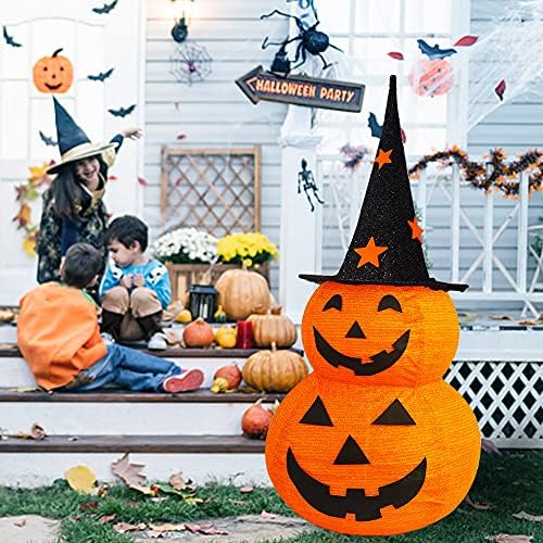 FUNPENY 3FT Halloween Collapsible Pumpkin Decorations, Pre-Lit Light Up 50 LE...