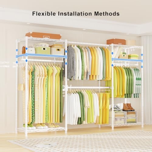 Ulif E1 Heavy Duty Closet Garment Rack, Adjustable Metal Clothing Storage