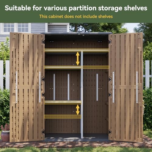 Aoxun Outdoor Storage Shed with Floor, 64 Cu.Ft Outdoor Storage Cabinet
