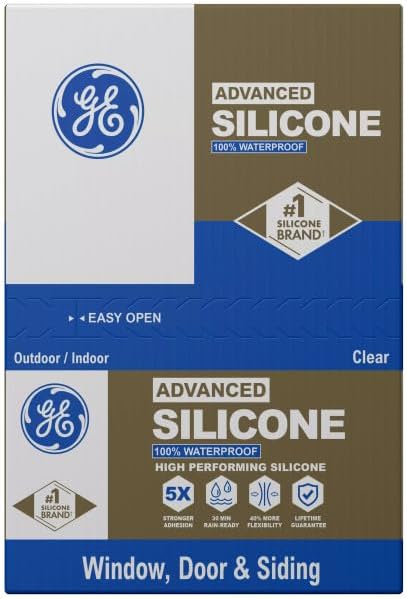 GE Advanced Silicone Caulk for Window & Door, Clear, 10 fl oz Cartridge, ...