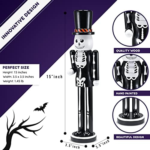 Ornativity Christmas Scary Skeleton Nutcracker โ Black and White Wooden Day o...