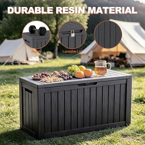 EFU Outdoor Storage Box 150 Gallon Deck Box, Waterproof Resin, Black