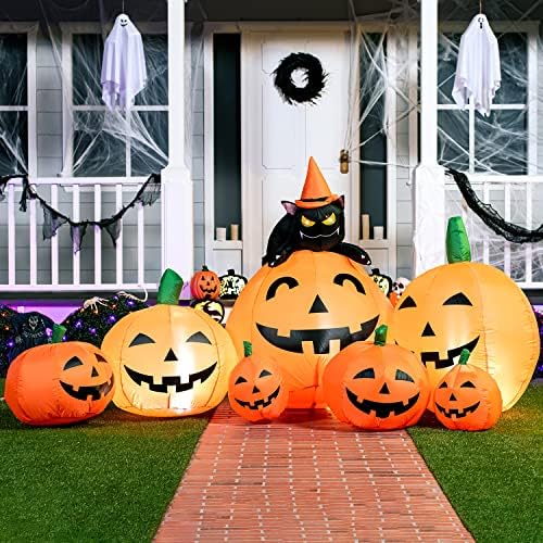 Joiedomi 7 FT Long Halloween Inflatables Pumpkin Outdoor Decorations, 7 Pumpk...