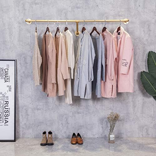 Industrial Pipe Wall Mounted Clothes Hanging Shelves System,Metal Clothing To...