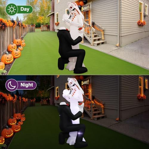 Halloween Inflatables Giant 8Ft Tall Skeleton Couple Day of The Dead Outdoor ...