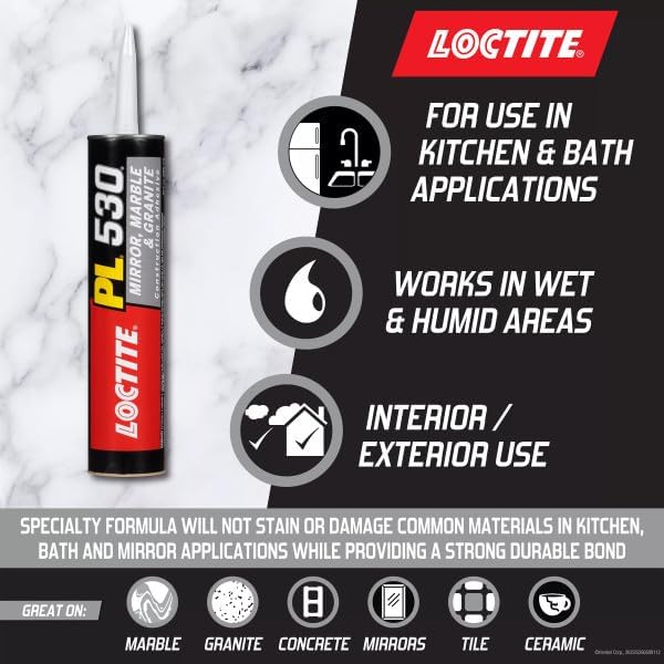 Loctite PL 530 Mirror Marble & Granite Construction Adhesive, 12 Pack