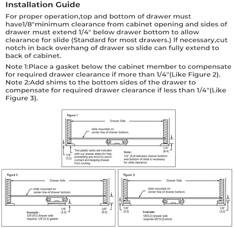 LONTAN 5 Pcs Center Mount Drawer Slides 16 Inch Bottom Mount Drawer Rails