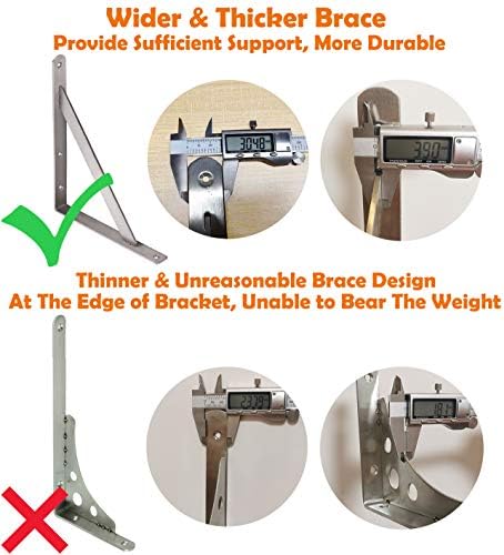 CLT Shelf Bracket 16โ x 12" Max Load: 550 lb Heavy Duty Stainless Steel ...