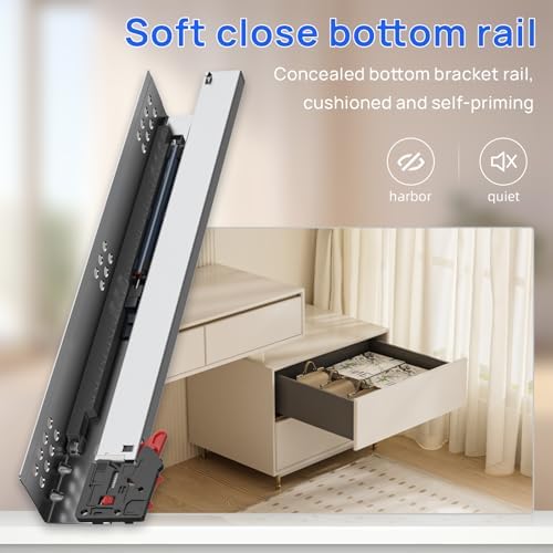 22 Inch Soft Close Undermount Drawer Slides for Frameless Cabinets