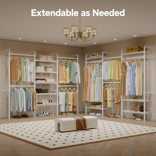 Higeego W3 Wall Mounted Clothes Rack, Industrial Pipe Clothing Rack, White