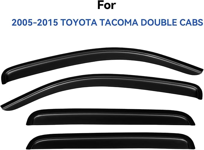Window Visors Rain Guards for 2005-2015 Toyota Tacoma Double Cab, Out-Channel