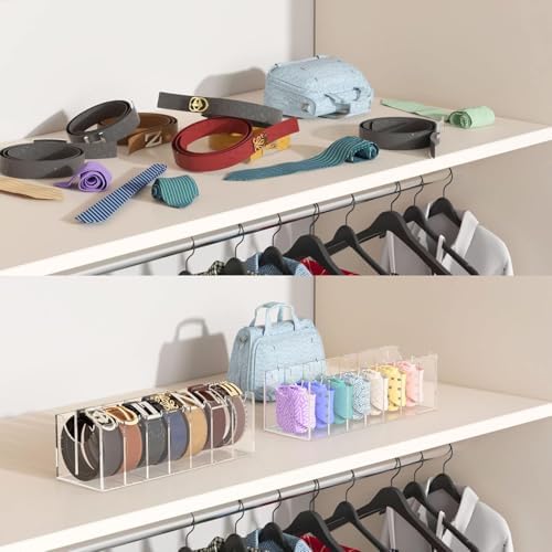 FEMELI Acrylic Belt Organizers Holders For Closet 7 Slots Belt Storage Box