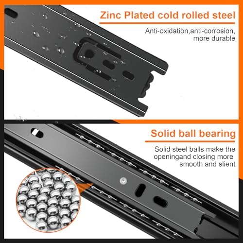 20 inch Drawer Slides 4 Pairs (8pcs) 3 fold Full Extension Side Mount Cabinet...