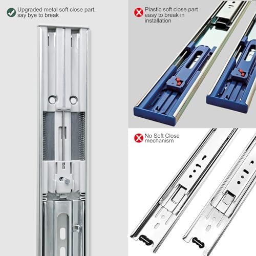 16 inch Soft Close Drawer Slides 4 Pairs Ball Bearing Full Extension Cabinet ...