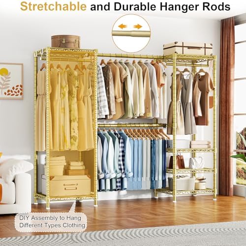 Ulif E7 Garment Rack, Heavy Duty Clothes Storage System with Extendable Rod