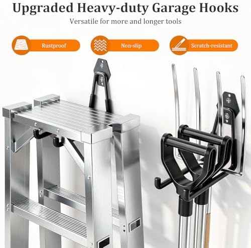 Housolution Steel Garage Hooks - 30Pack Anti-Slip Coating, Black