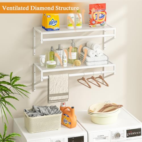ThreeHio 4 Pack Closet Shelves Wall Mounted, 2.7 ft x 11.8in Wire Closet Shel...