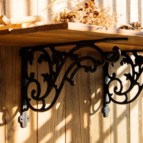 15.8''x9.5'' Decorative Shelf Brackets,2 Pack Cast Iron Shelf...