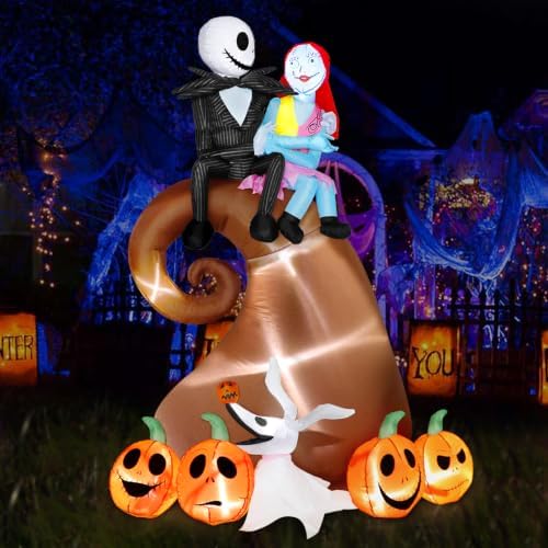 6FT Halloween Outdoor inflatables Decorations - Blow Up Hill Skeleton Couple ...