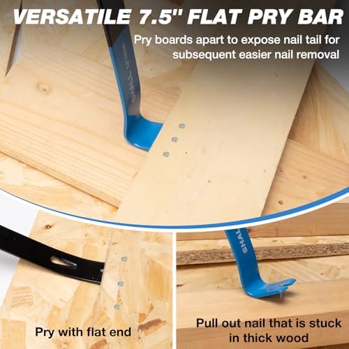 SHALL Pneumatic Nail Remover & 7.5’’ Flat Pry Bar Set, Heavy-Duty Air Pun...