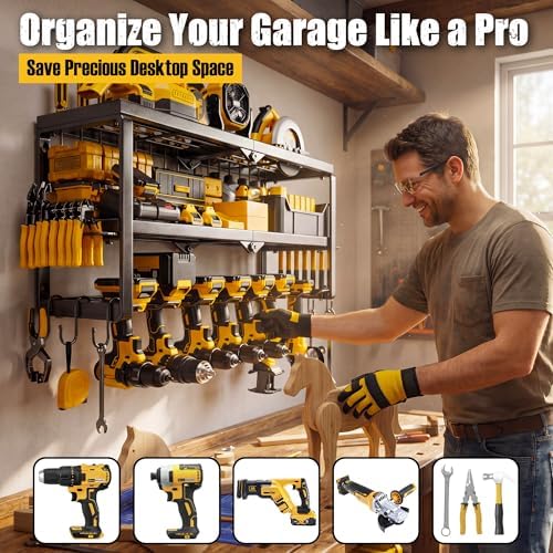 320lbs Power Tool Organizer Wall Mount with Charging Station Shelf