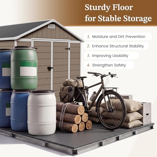 UDPATIO Outdoor Resin Storage Shed 7.5x10 FT, Plastic Shed for Garden,Brown