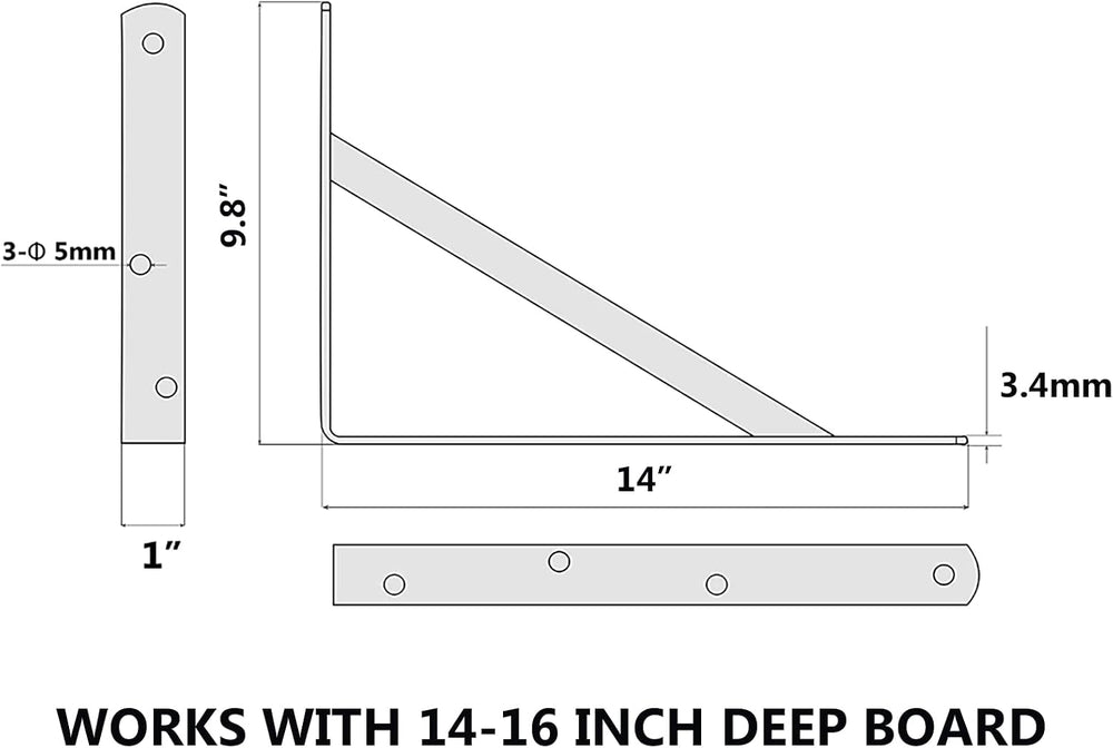 NEODROP 8-Pack 14 Inch Heavy Duty Shelf Brackets, Thicken Wall Bracket for Ga...