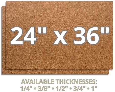 Manton Cork 24" x 36" x 3/8" Thick Cork Sheets (2-Pack) with A...