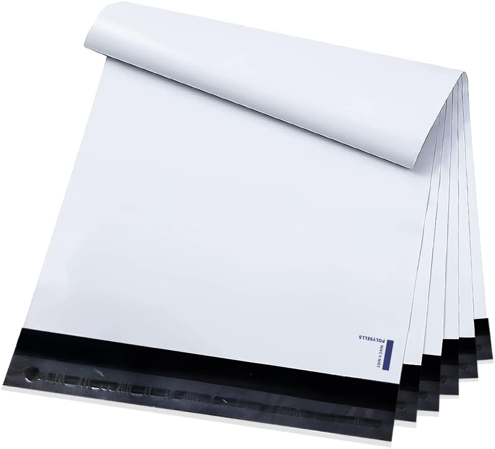 POLYSELLS 100 Pack 19x24 Inch White Poly Mailers Shipping Envelopes, Strong A...