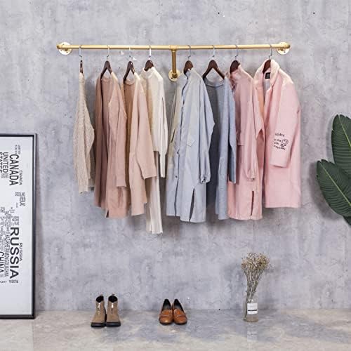 Industrial Pipe Wall Mounted Clothes Hanging Shelves System,Metal Clothing To...