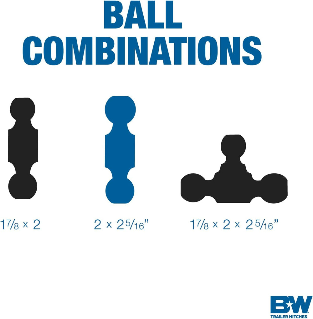 B&W Trailer Hitches Tow & Stow Adjustable Trailer Hitch Ball Mount - ...