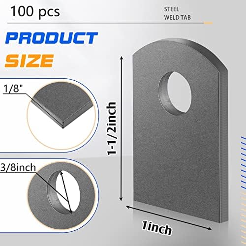 Dunzy 100 Pcs Steel Weld on Tabs, Universal Shock Mountt, Metal Tabs