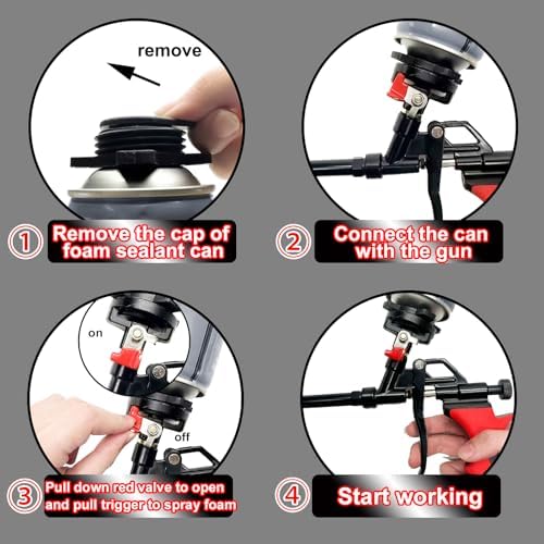 25in Extended Spray Foam Insulation Gun-PTFE Coated Professional Expanding Fo...