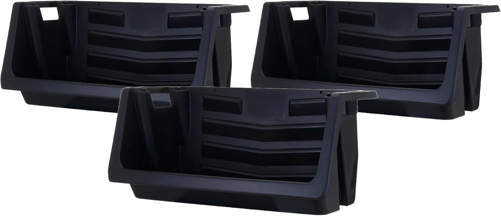 Mighty Tuff Heavy Duty Nesting Stack Bins, Pack of 3, Extra-Large Handles, Wi...