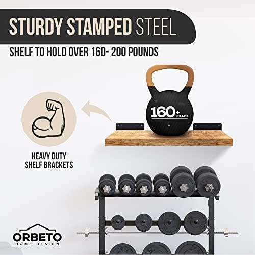 Orbeto 6 Pack Heavy Duty Shelf Brackets (12") Black Metal (6mm Thick), S...