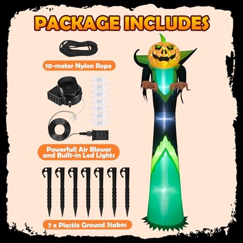 12ft Halloween Inflatable Decor with LED Lights Outdoor Blow up Decor Inflata...