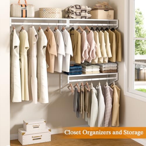 ThreeHio 3 Pack Closet Shelves Wall Mounted, 2.7 ft x 11.8in Wire Closet Shel...