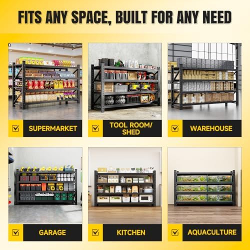 MIIIKO 68" W Garage Storage Shelving Unit,8000LBS Heavy Duty Metal Garag...