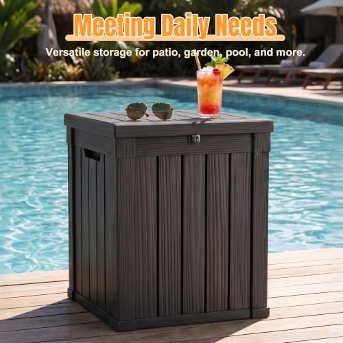 Outdoor Storage Box,70 Gallon Waterproof Resin Patio Deck Box