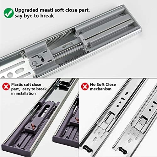 LONTAN 2 Pairs Soft Close Drawer Slides 22 Inch Heavy Duty Cabinet Rails