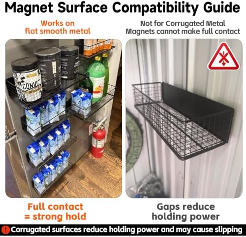 ULIBERMAGNET Magnetic Baskets Fridge Organizers, Large Capacity Metal Wire Me...