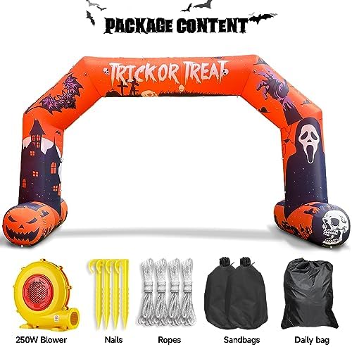 20ft Halloween Inflatable Archway with 250W Blower, Hexagon Inflatable Arch f...