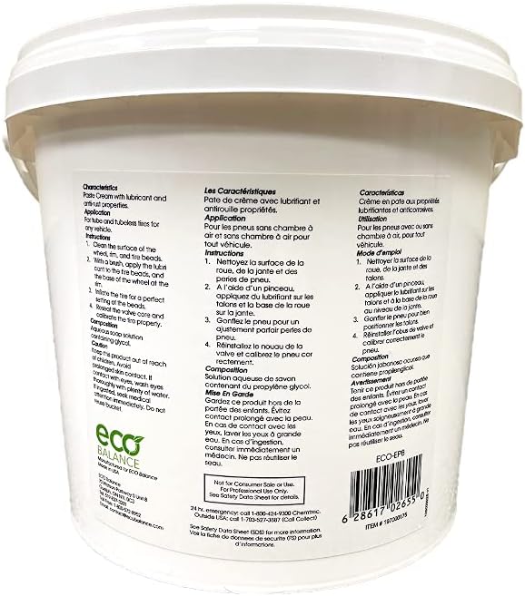 ECO-EP8 Tire/Tube 7.7lb Mounting Paste Bucket, Petroleum-Free Tire Changing L...