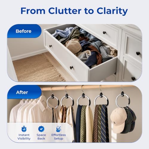 Rolly Hangerยฎ Premium Closet Organizer, Rotating Aluminum Ring Hanger with 36...