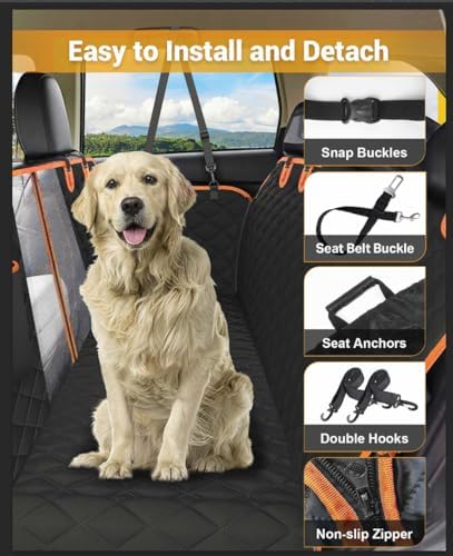 Dog Car Seat Cover, 600D Heavy Dute Car Seat Cover for Dogs Pets, 100% Waterp...